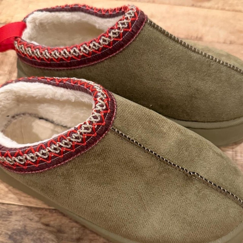 Green suede slip on